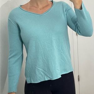 Blue lightweight v neck sweater